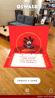 OSWALD THE LUCKY RABBIT LUNAR NEW YEAR AR GREETING CARD